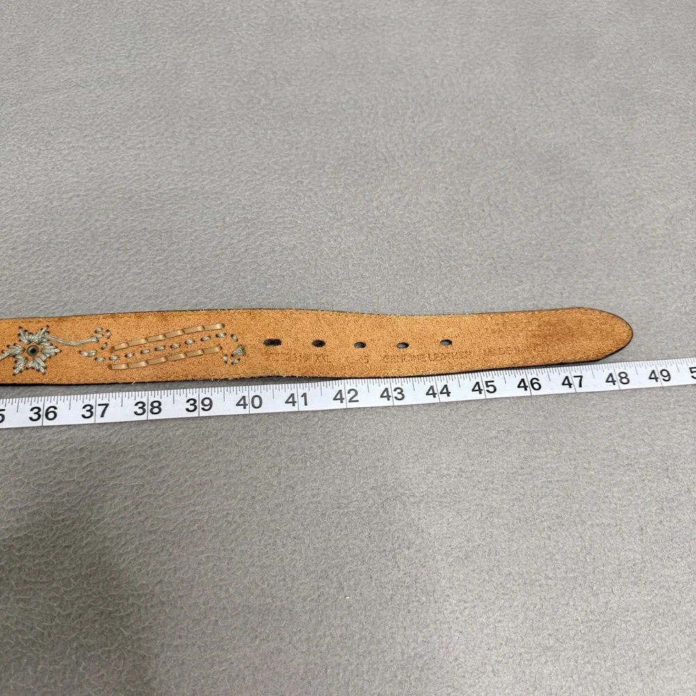 Roper Belt Womens XXL Brown Genuine Leather Embroidered Western Studded Floral
